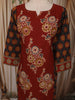 Deep Maroon Kalamkari Printed Design Cotton Straight Cut Salwar Suit with Dupatta