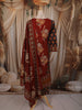 Deep Maroon Kalamkari Printed Design Cotton Straight Cut Salwar Suit with Dupatta