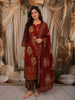 Deep Maroon Kalamkari Printed Design Cotton Straight Cut Salwar Suit with Dupatta