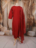 Deep Maroon Kalamkari Printed Design Pure Cotton Straight Cut Salwar Suit with Matching Printed Dupatta