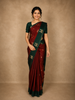 Deep Maroon Leaf Butta Design Soft Silk Fancy Wear Saree with Contrast Border