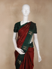 Deep Maroon Leaf Butta Design Soft Silk Fancy Wear Saree with Contrast Border