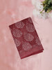 Deep Maroon Leaf Printed Design Mixed Cotton Saree