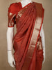 Deep Maroon Leaf Zari Woven Design Pure Kanchipuram Silk Saree with Zari Border