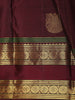 Deep Maroon Peacock Butta Zari Woven Design Pure Kanchipuram Silk Saree with Zari Border