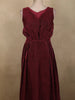Deep Maroon Shimmer Solid And Glitter Design Party Wear Gown with with Pleated Bodice