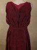 Deep Maroon Shimmer Solid And Glitter Design Party Wear Gown with with Pleated Bodice