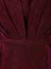 Deep Maroon Shimmer Solid And Glitter Design Party Wear Gown with with Pleated Bodice