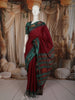 Deep Maroon Solid Woven Design Pure Tussar Silk Fancy Saree with Contrast Temple Border