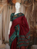 Deep Maroon Solid Woven Design Pure Tussar Silk Fancy Saree with Contrast Temple Border