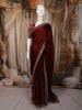 Deep Maroon Solid Woven design Satin Fancy Saree with Designer Border