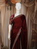 Deep Maroon Solid Woven design Satin Fancy Saree with Designer Border