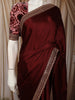 Deep Maroon Solid Woven design Satin Fancy Saree with Designer Border