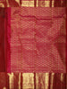 Deep Maroon Striped Zari Woven Design Pure Kanchipuram Silk Saree with Contrast Zari Border