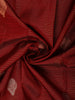 Deep Maroon Striped Zari Woven Design Pure Kanchipuram Silk Saree with Contrast Zari Border