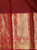 Deep Maroon Striped Zari Woven Design Pure Kanchipuram Silk Saree with Contrast Zari Border