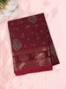 Deep Maroon Striped Zari Woven Design Semi Silk Saree with Animal Motif  Border