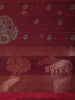 Deep Maroon Striped Zari Woven Design Semi Silk Saree with Animal Motif  Border