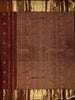 Deep Maroon Striped and Peacock Butta Zari Woven Design Pure Kanchipuram Silk Saree with Zari Border