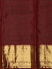 Deep Maroon Striped and Peacock Butta Zari Woven Design Pure Kanchipuram Silk Saree with Zari Border