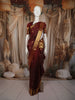 Deep Maroon Striped and Peacock Butta Zari Woven Design Pure Kanchipuram Silk Saree with Zari Border