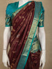 Deep Maroon Wine Floral and Striped Zari Woven Design Pure Kanchipuram Silk Saree with Contrast Zari  Border