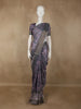 Deep Mauve Purple Floral Printed Design Semi Tussar Saree