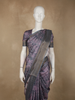 Deep Mauve Purple Floral Printed Design Semi Tussar Saree
