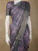 Deep Mauve Purple Floral Printed Design Semi Tussar Saree