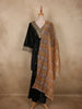 Deep Midnight Black Floral Zari Embroidered Design Velvet Palazzo Suit with Contrast Dupatta