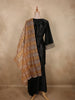 Deep Midnight Black Floral Zari Embroidered Design Velvet Palazzo Suit with Contrast Dupatta