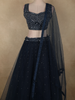 Deep Midnight Blue Sequins and Beads Embroidered Design Net Lehenga With Dupatta