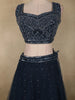 Deep Midnight Blue Sequins and Beads Embroidered Design Net Lehenga With Dupatta