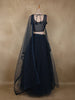 Deep Midnight Blue Sequins and Beads Embroidered Design Net Lehenga With Dupatta