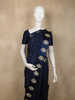 Deep Midnight Navy Blue Butta Zari Woven Design Pure Banarasi Saree wit Traditional Paisley Motif Border