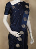 Deep Midnight Navy Blue Butta Zari Woven Design Pure Banarasi Saree wit Traditional Paisley Motif Border