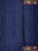 Deep Midnight Navy Blue Floral Thread Embroidered Design Pure Tussar Saree with Floral Border