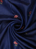 Deep Midnight Navy Blue Floral Thread Embroidered Design Pure Tussar Saree with Floral Border