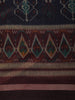 Deep Midnight Navy Blue Ikat Printed Design Mixed Cotton Saree with Contrast Border