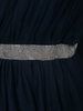 Deep Midnight Navy Blue Layered Tulle Net Partywear Gown with Designer Waist Belt