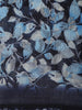 Deep Midnight Navy Blue Leaf Printed Design Linen Cotton Saree