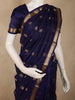 Deep Midnight Navy Blue Paisley Butta Zari Woven Design Pure Kanchipuram Silk Saree with Zari Border