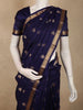 Deep Midnight Navy Blue Paisley Butta Zari Woven Design Pure Kanchipuram Silk Saree with Zari Border