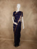 Deep Midnight Navy Blue Paisley Butta Zari Woven Design Pure Kanchipuram Silk Saree with Zari Border