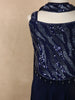 Deep Midnight Navy Blue Sequins Design Satin Kids Palazzo Suit with Dupatta