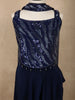 Deep Midnight Navy Blue Sequins Design Satin Kids Palazzo Suit with Dupatta