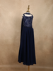 Deep Midnight Navy Blue Sequins Design Satin Kids Palazzo Suit with Dupatta