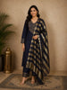 Deep Midnight Navy Blue Sequins Embroidered Design Tissue Silk Palazzo Suit with Dupatta