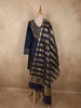 Deep Midnight Navy Blue Sequins Embroidered Design Tissue Silk Palazzo Suit with Dupatta