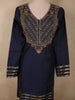 Deep Midnight Navy Blue Sequins Embroidered Design Tissue Silk Palazzo Suit with Dupatta